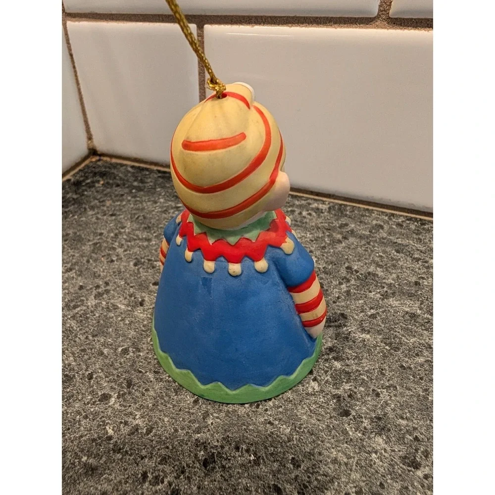 Vintage‎ Christmas Elf  Bell~ Ceramic Figurine clapper stocking feet 3 1/2 inch